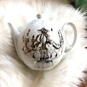 Rosanna White and silver chandelier ceramic tea pot
